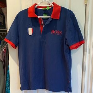 Hugo Boss Navy and Red Polo Shirt